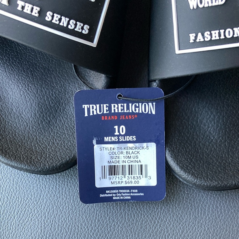 True Religion Slides Men’s Black - Picture 2 of 7